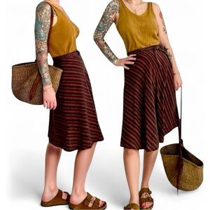 Vintage 80s Cotton Wrap Skirt with Diagonal Stripe